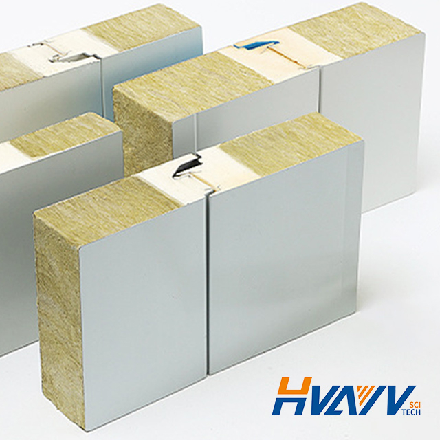 PU and Rockwool Sandwich Panel insulation board for wall insulation excellent thermal conductivity, Fire resistance